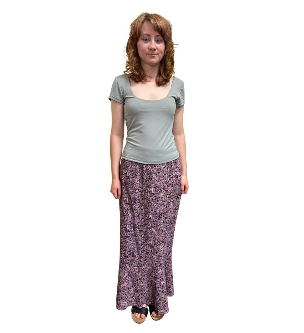 Vintage Norton McNaughton Purple Floral Slip Style Maxi Skirt